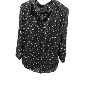 CALS butterfly Blouse Size Medium Sheer Black Y2K Soft Goth Fairycore Whimsigoth